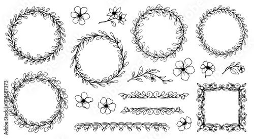 Hand-drawn floral vector collection with beautifully crafted botanical ornaments