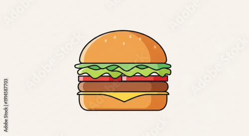 Delicious cheeseburger with lettuce and tomato on a white background