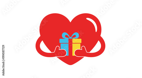 Heart with Hugs and Gift Box