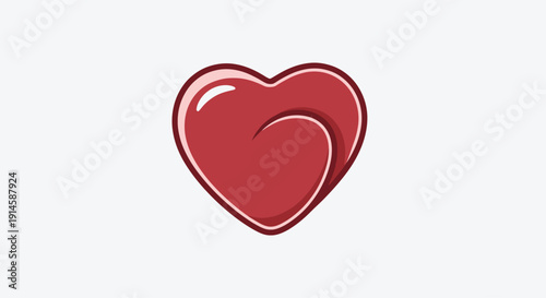 Red Heart Icon with Glossy Shine in Center