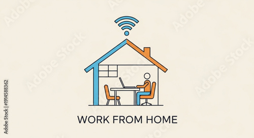 Remote worker at home with laptop and wifi connection