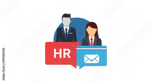 Human resources professionals discussing email communication in modern office setting