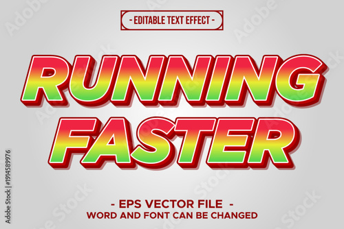 Running Faster Editable Text Effect, 3D Red and Green Gradient Sporty Typography