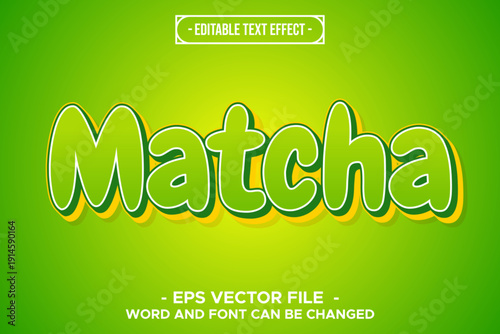 Matcha Editable Text Effect, 3D Green Tea Fresh Nature Typography Style