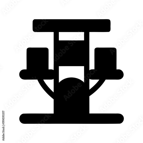 Solid black silhouette icon of a multi-level cat tree or pet play structure Vector, illustration