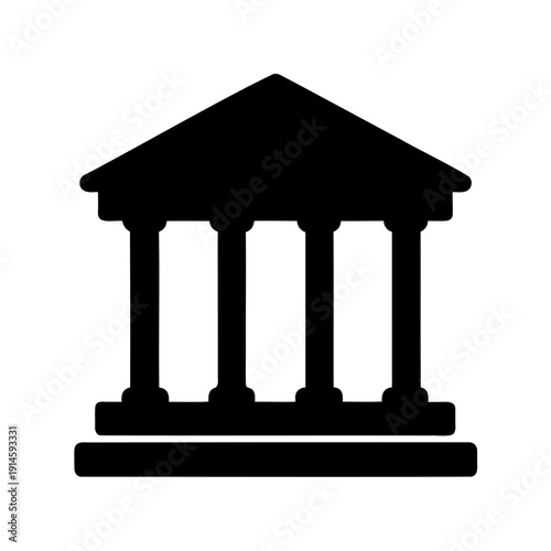 Classical building icon representing institution, finance, or law Vector, illustration