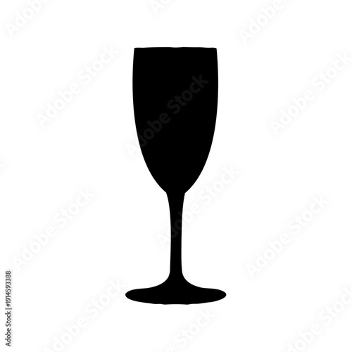 A simple yet elegant black silhouette of a classic champagne flute or wine glass Vector, illustration