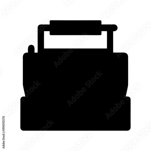 A classic black silhouette of a portable radio or boombox with a handle icon Vector, illustration