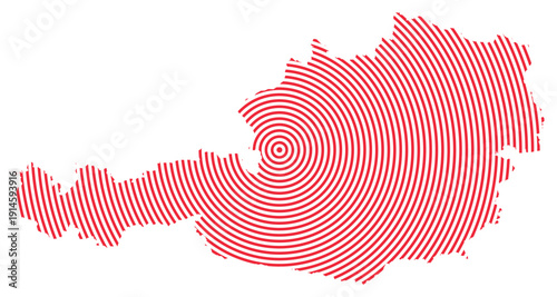 Red Circle Lines Austria Map Europe Country