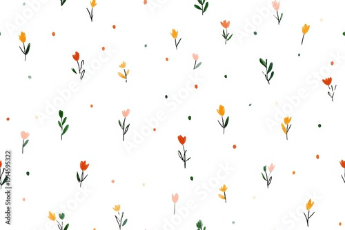 Whimsical watercolor daisies and leaves scattered freely across a white background, evoking the playful charm of a handpicked garden bouquet.