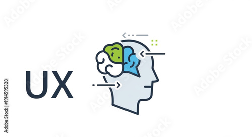 User experience concept with brain and ux design elements