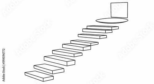 Stairs Leading to an Open Door Vector Illustration