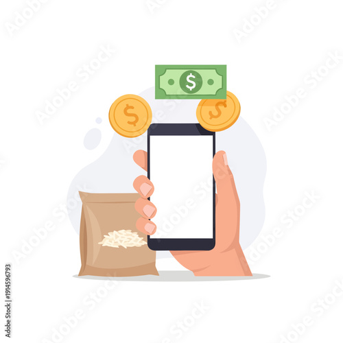 Online Zakat Payment and Donation via Smartphone Illustration