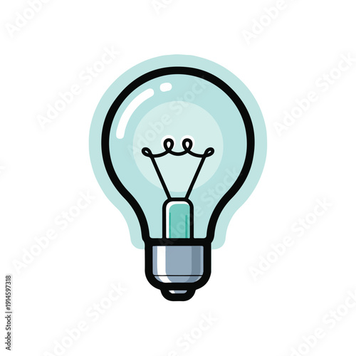 A teal-colored lightbulb icon with a black outline