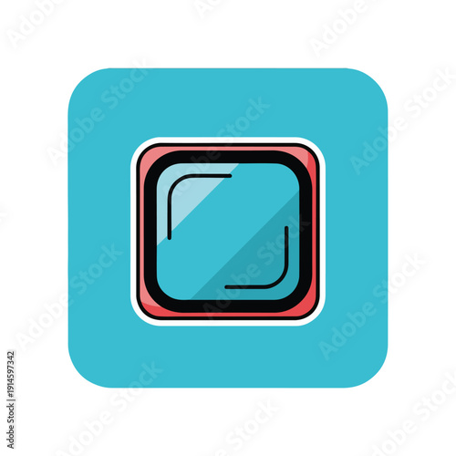 A teal square with a smaller square inside
