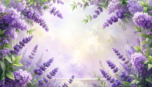 Lavender wedding floral frame background with soft purple tones and elegant composition. Ideal for wedding invitations, bridal shower designs, feminine branding, and romantic stationery layouts.
