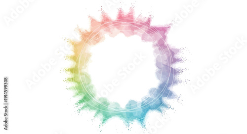 Vibrant Rainbow Circle with Watercolor Splashes and Bright Colors.