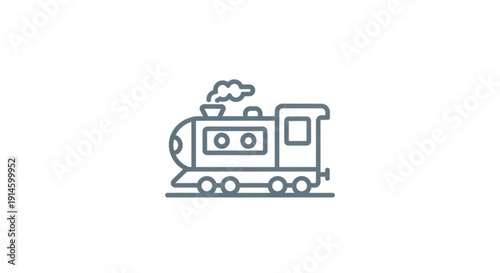 Vintage steam locomotive engine with smoke trail on white background
