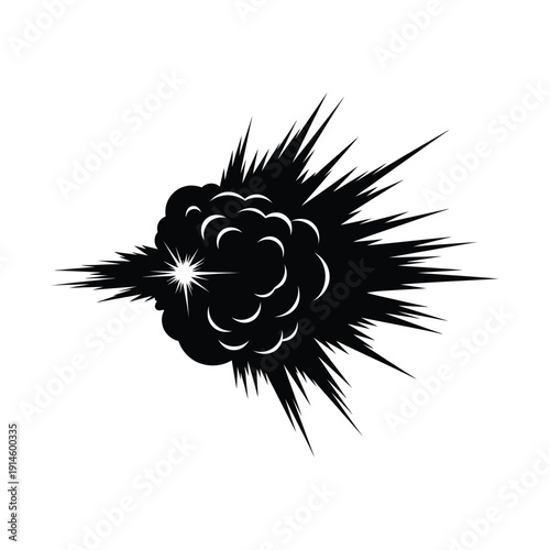 Explosion smoke burst vector illustration representing impact, power, and sudden force
