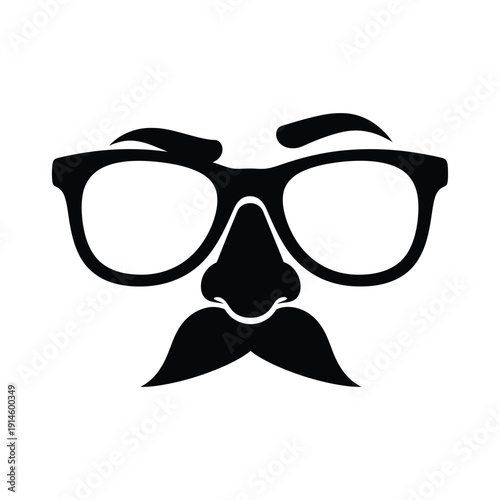Funny disguise mask with glasses eyebrows nose and mustache vector illustration icon set isolated