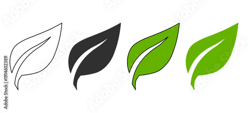 green leaf icons. eco friendly green leaf single icons set for sustainability and nature