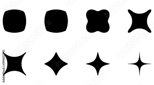 geometric spark shapes. set of black geometric spark and star shapes for minimalist design