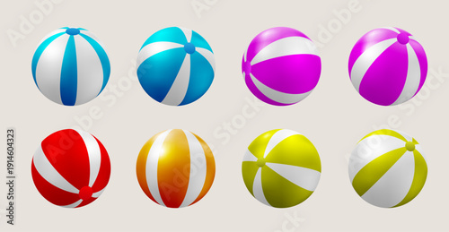 Summer Beach Ball Vector Decorative 3D Looks 