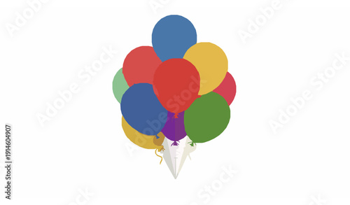 Realistic 3D Festive Balloon Cluster Vector Illustration Isolated on White Background