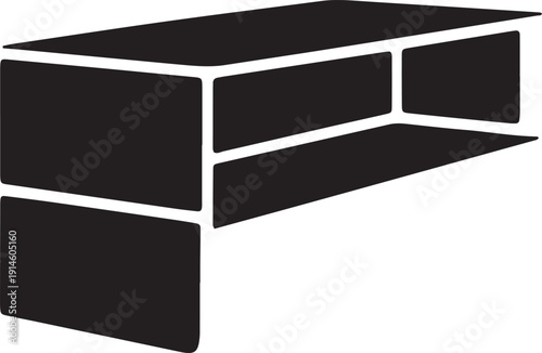 Modern bookshelf furniture silhouette icon with minimalist rectangular storage compartments art