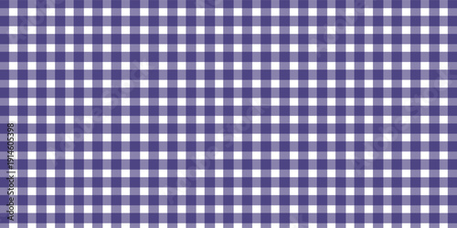 Violet and white plaid fabric texture background. Seamless pattern checkered wallpaper. EPS 10