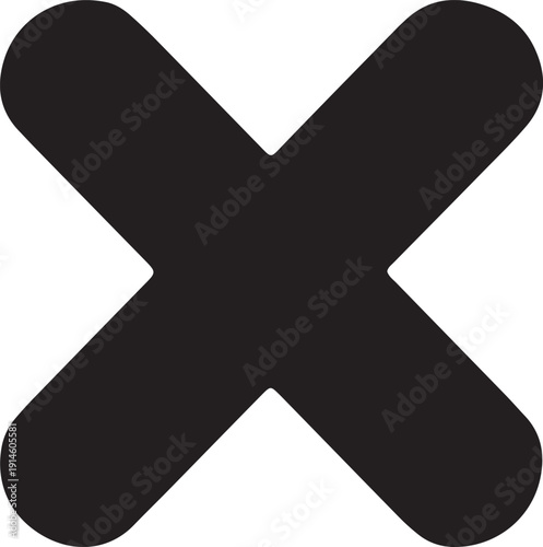 Black multiplication sign or delete cross icon isolated vector illustration