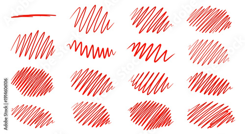 A grid of red lip prints and a line on a white background.