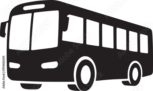 Large public transportation bus silhouette vector icon urban travel passenger vehicle graphic design element