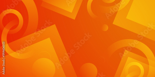 Abstract orange background with overlap circle and triangle shapes pattern background.