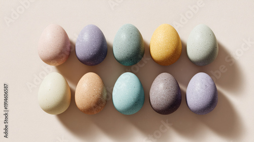 Speckled Pastel Eggs on Warm Neutral Background