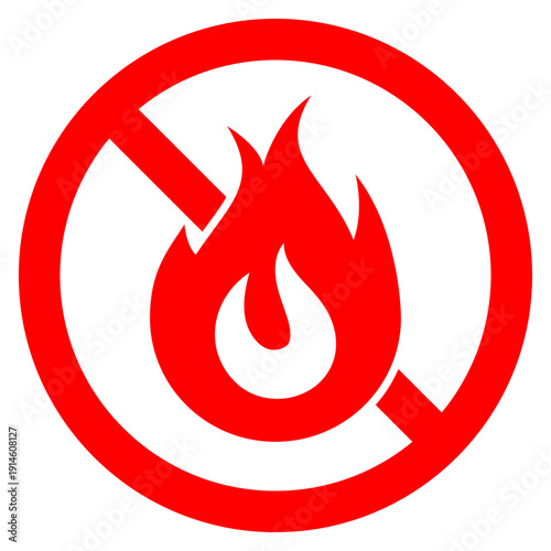 アイコン シンプルな火の禁止マーク 