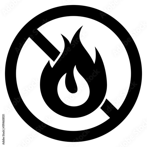 アイコン シンプルな火の禁止マーク 