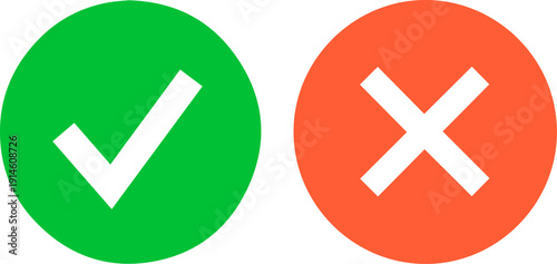 Green checkmark and red cross icons for approval and rejection