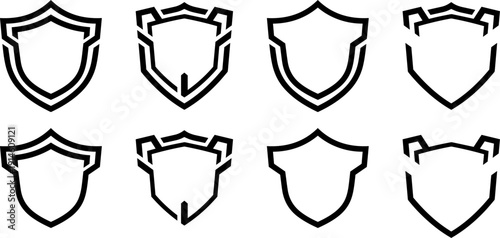 Set of modern shield icons for protection and security designs