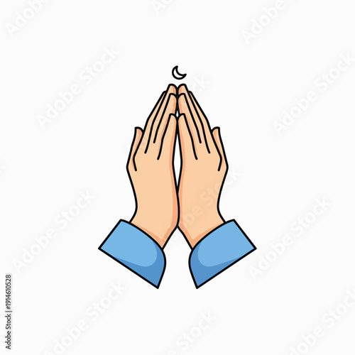 Praying Hands with Crescent Moon