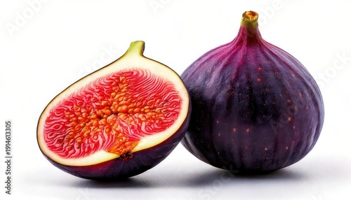 Fresh Figs - A Close-Up of Whole and Halved Fruit.