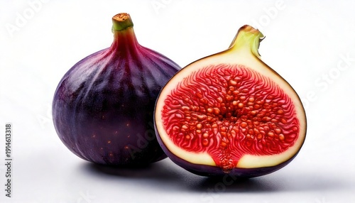 Fresh Figs - A Close-Up of Whole and Halved Fruit.