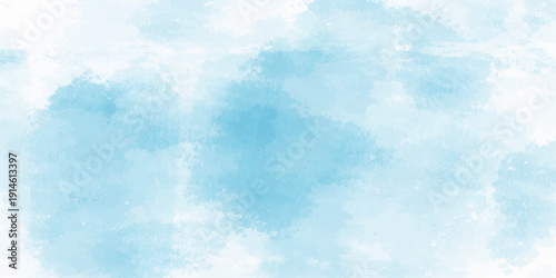 A beautiful clear blue sky background filled with bright white fluffy clouds creates a peaceful summer nature cloudscape in the sunny atmosphere of a light heaven on a beautiful day