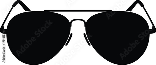 Aviator sunglasses silhouette icon, classic fashion eyewear isolated on white background vector illustration