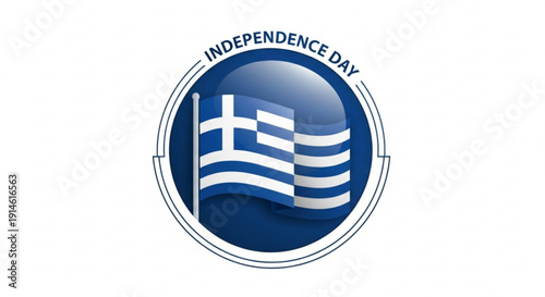 Greek flag waving on independence day with blue and white colors