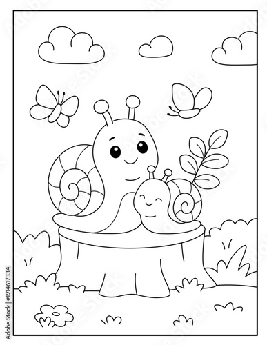 Cute Snail Coloring Pages for Kids