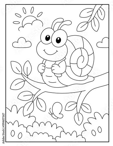 Cute Snail Coloring Pages for Kids