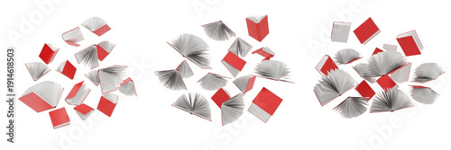 Quadro su tela Dynamic Falling Red Hardcover Books Mockup Set for Literacy Campaigns, Library S