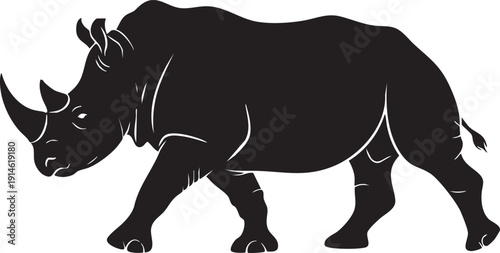 walking rhino silhouette vector drawing