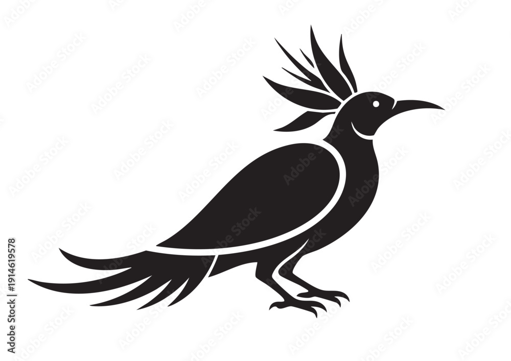 Fototapeta premium Bird of Paradise silhouette vector, bird of paradise line art vector